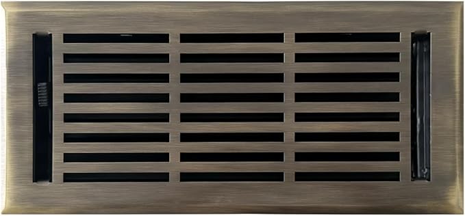 EMPIRE REGISTER CO Linear Design, Heavy Duty Floor Vent Covers, Metal Damper Attached. Vent Covers for Floor only. (Floor, Antique Brass, 4 x 10 inch (Pack of 1))