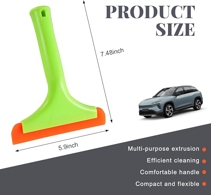 Small Silicone Window Squeegee, Car Windshield Silicone Squeegee, Auto Windshield Water Blade Scraper with 5.9 Inch Blade and Non-Slip Handle for Window, Mirror, Glass Door (Light Green)