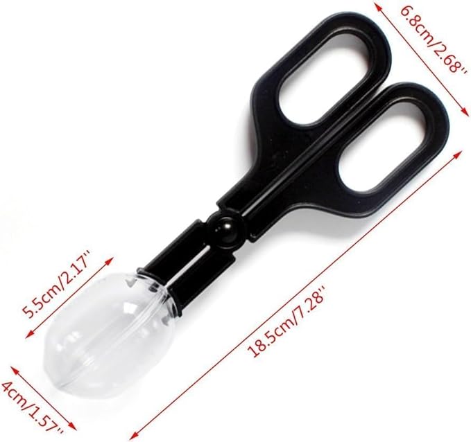 Black Reptile Feeding Scooper with Spoon-Shaped Tips, Terrarium Cleaning Tool for Snakes, Lizards, Tarantulas, Amphibians