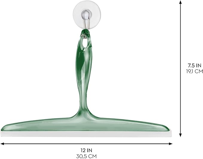 iDesign Bathroom Plastic Shower Squeegee with Wall Hook - Clear/Green