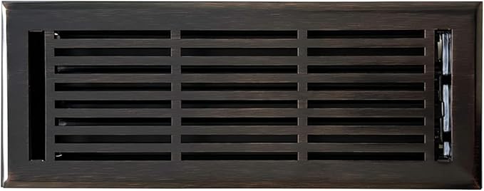 EMPIRE REGISTER CO Linear Design, Heavy Duty Floor Vent Covers, Metal Damper Attached. Vent Covers for Floor only. (Floor, Oil Rubbed Bronze, 4 x 12 inch (Pack of 1))