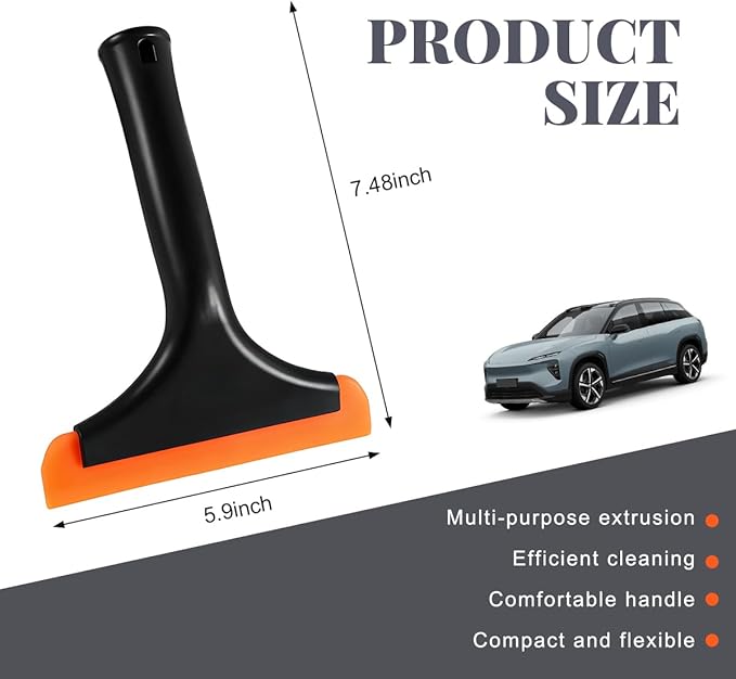 Small Silicone Window Squeegee, Car Windshield Silicone Squeegee, Auto Windshield Water Blade Scraper with 5.9 Inch Blade and Non-Slip Handle for Window, Mirror, Glass Door (Black)