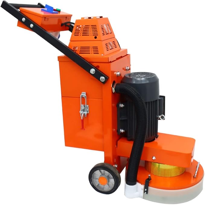 INTSUPERMAI Concrete Floor Polisher Hand-push Concrete Grinding Machine Cement Ground Grinder Floor Grinder Ground Polishing Machine for Restore New and Old Ground Vacuum Dust with Built-in Fan 220V