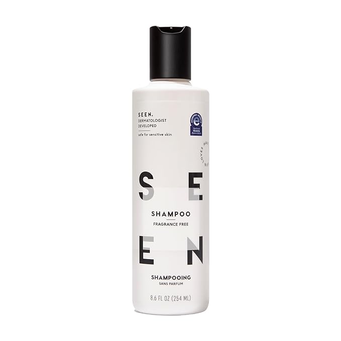 SEEN Shampoo, Fragrance Free - Non-Comedogenic Hair Shampoo- Dermatologist-Developed - Safe for Sensitive, Eczema & Acne Prone Skin