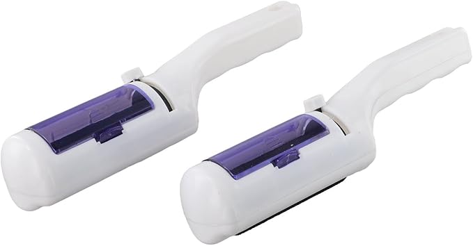 Double-Sided Rotating Lint Brush Clothes and Upholstery, Pet Hair Removal with for Compact Portable Design, Purple (2-Pack)