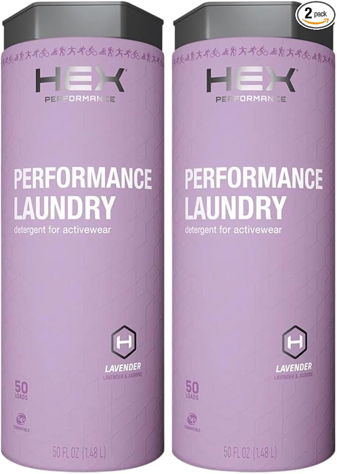 HEX Performance Laundry Detergent, Lavender, 100 Loads (Pack of 2) - Designed for Activewear, Eco-Friendly, Concentrated Formula