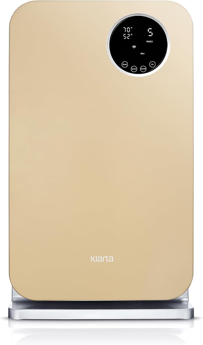 Air Purifier for Home - Smart WiFi App - Ultra Quiet 20 dB - Removes Allergens, Smoke & Odors - 99.97% Particle Filtration - Up to 1200 ft - Klarta Forste Gold