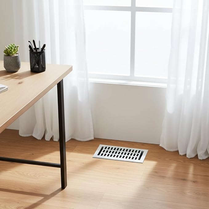 Empire Register Co, Vent Cover - 4x10 inch, Modern Contemporary Design, White Finish, Heavy Duty Floor Vent Covers, Metal Damper Attached Vent Covers for Home Floor only