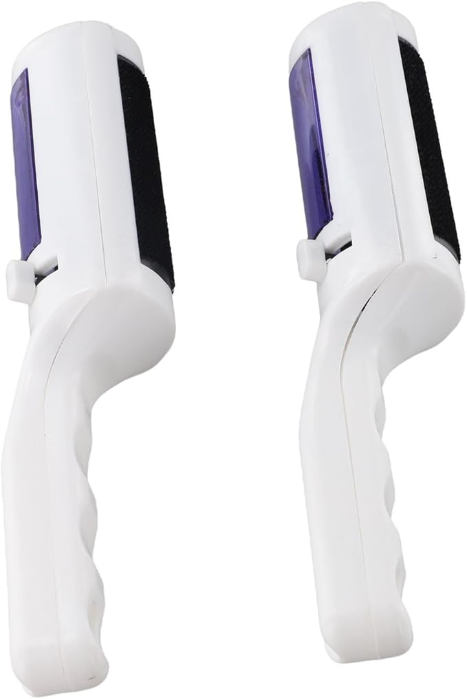 Double-Sided Rotating Lint Brush Clothes and Upholstery, Pet Hair Removal with for Compact Portable Design, Purple (2-Pack)
