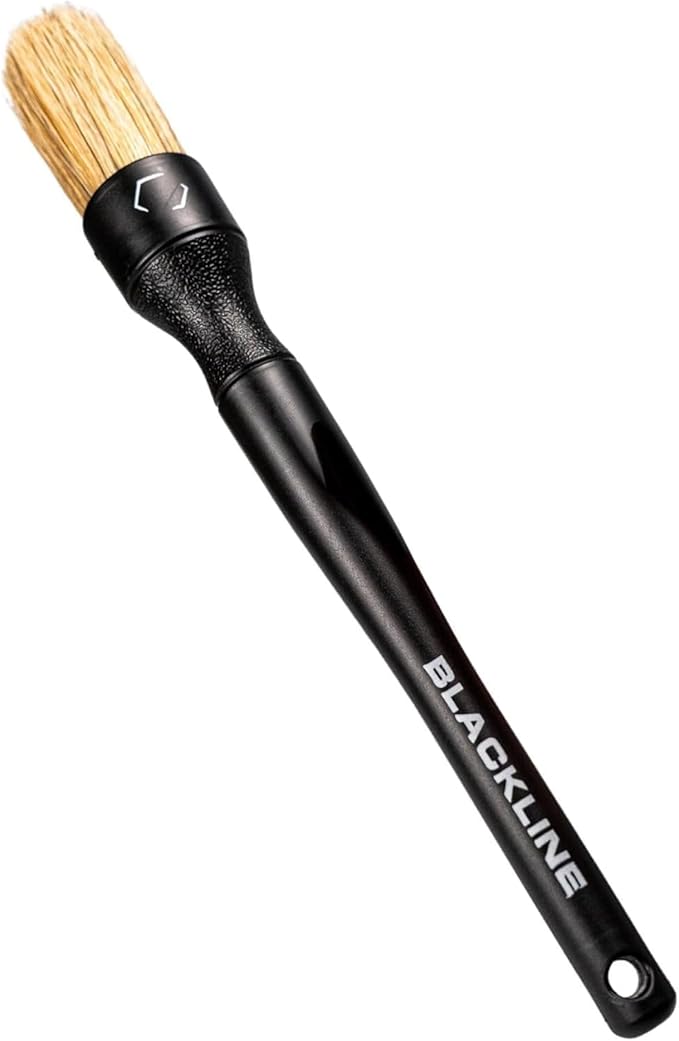 Blackline Car Care Boar Hair Detailing Brushes - Luxury Car Detailing Brush Set for Interior and Exterior - Best Auto Detailing Brushes - Premium Hair Car Detailer Brushes (Boars Hair Bristles)