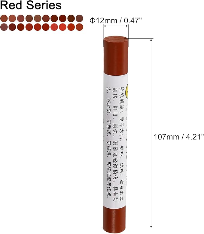 uxcell Furniture Repair Wax Crayons Kit, 20Pcs - Wood Filler Stick, Touch Up Furniture Markers - for Scratches Holes Tables Desks Wooden Floor Laminate Covers, Red Series