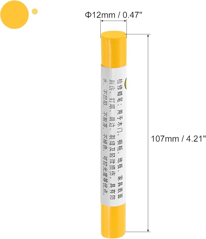 uxcell Furniture Repair Crayons, 3Pcs - Wood Wax Filler Stick, Furniture Markers Touch Up - for Scratches Holes Tables Desks Wooden Floors Cover Ups, Medium Yellow