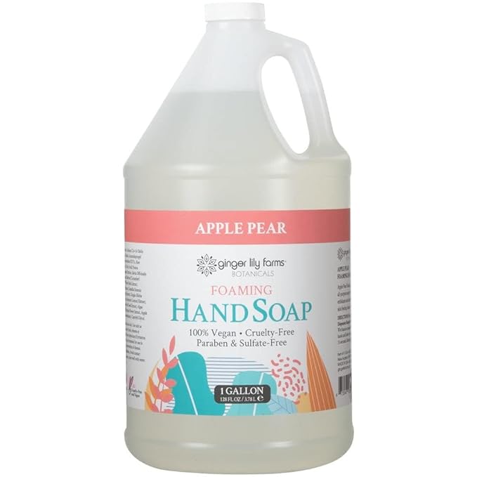 Ginger Lily Farms Botanicals All-Purpose Foaming Hand Soap Refill, 100% Vegan & Cruelty-Free, Apple Pear Scent, 1 Gallon (Pack of 4)