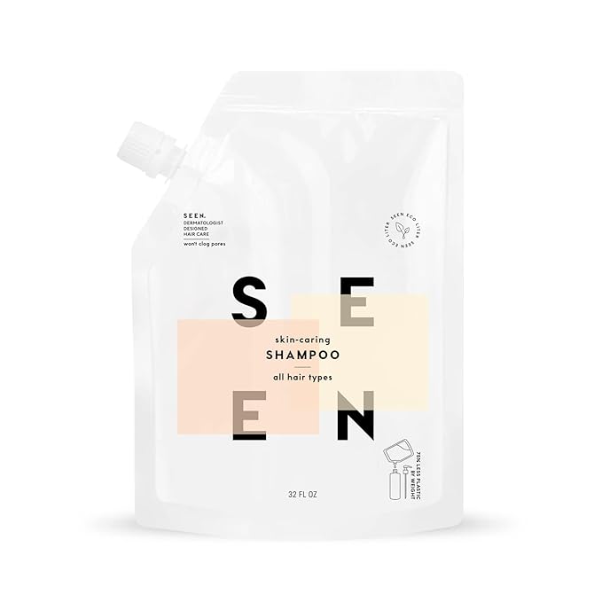 SEEN Shampoo Eco-Refill, Secented - Non-Comedogenic Hair Shampoo- Dermatologist-Developed - Safe for Sensitive, Eczema & Acne Prone Skin