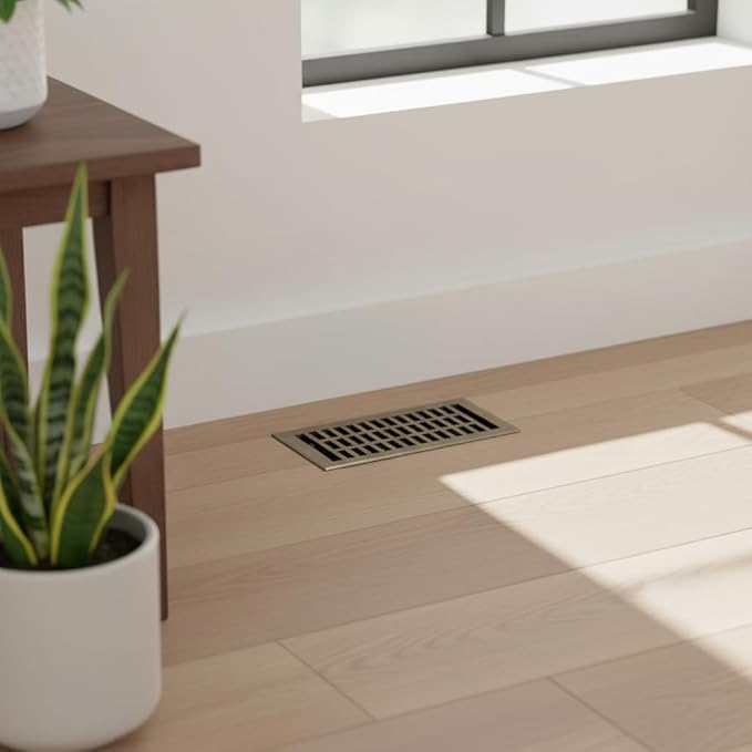 Empire Register Co, Vent Cover - 4x10 inch, Modern Contemporary Design, Antique Brass Finish, Heavy Duty Floor Vent Covers, Metal Damper Attached. Vent Covers for Home Floor only.