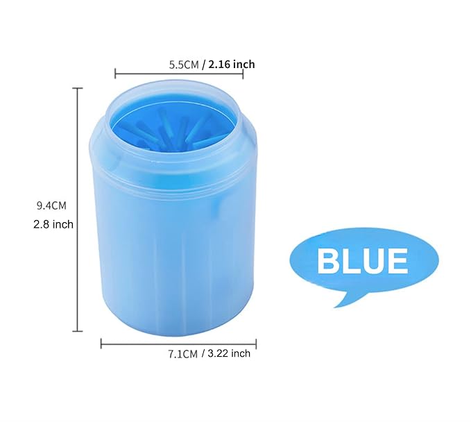 Dog Paw Cleaner for Dogs Large/Petite Paw Washer Easy to Use & Clean Portable Dog Paw Cleaner Cup Dog Foot Washer with Silicone Washers (S, Blue)