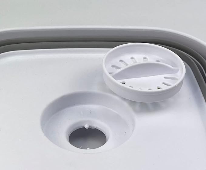 SAMMART 10L (2.64 Gallon) Collapsible Dishpan with Draining Plug - Foldable Washing Basin - Portable Dish Washing Tub - Space Saving Kitchen Storage Tray (Grey + Aqua Blue (Set of 2))
