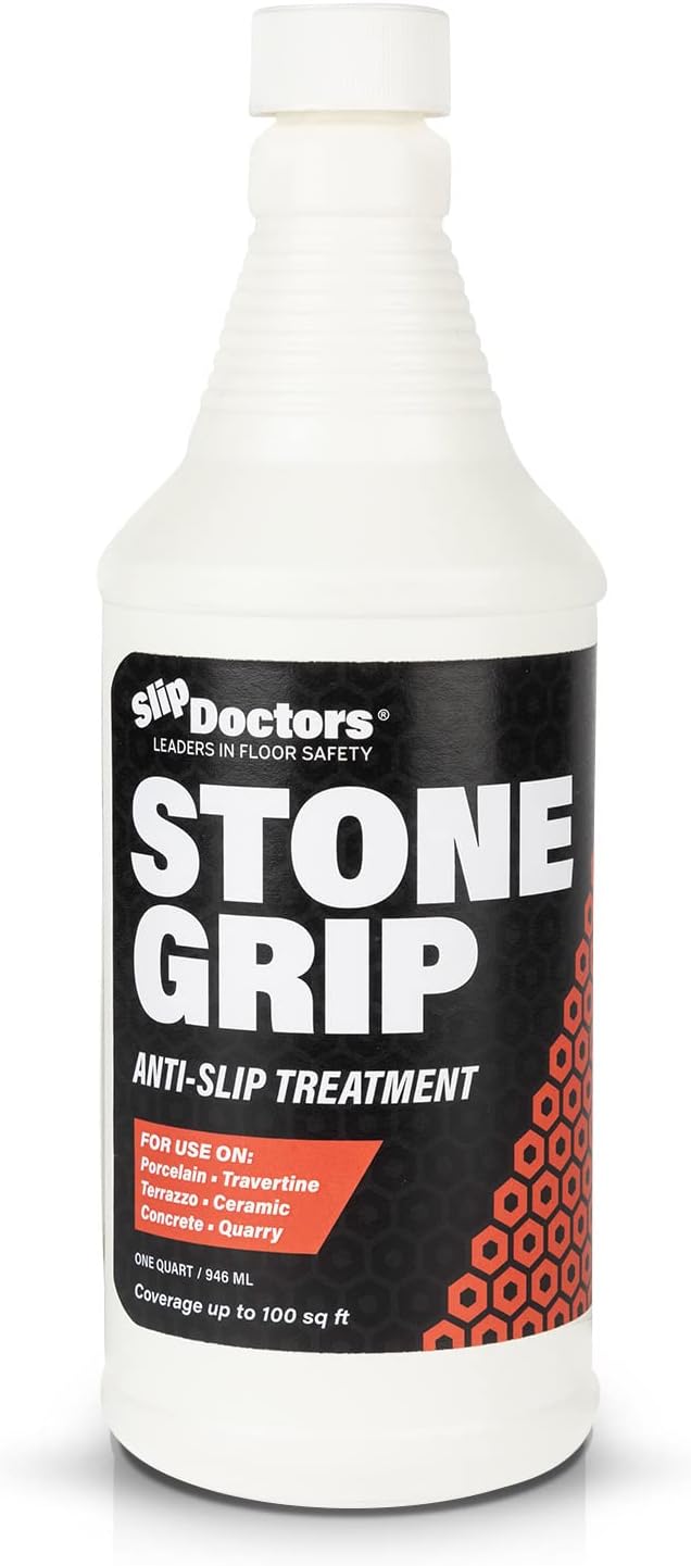 Stone Grip Industrial (Quart) Non-Slip Floor Treatment for Tile and Stone to Prevent Slippery Floors. Indoor/Outdoor, Residential/Commercial, Works in Minutes for Increased Traction