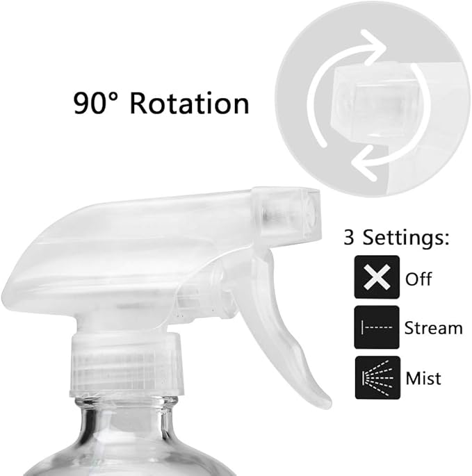 Cosywell Glass Spray Bottles Empty 16oz Boston Round Bottle Refillable Container for Essential Oils with Funnel Lables Cleaning Products Aromatherapy Lotions Liquid Soaps (WhiteWhite)