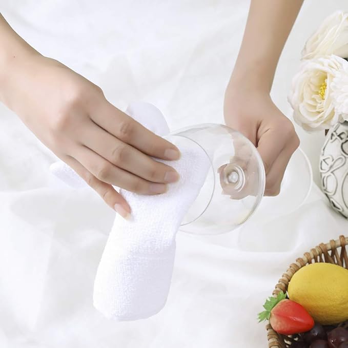 Glynniss Dishcloths Kitchen Highly Absorbent Dish Rags 100% Cotton Dish Cloths for Washing Dishes, Cleaning (11 x 11 Inches, 24 pcs, White)