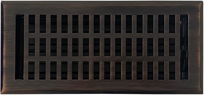 Empire Register Co, Vent Cover - 4x10 inch, Modern Contemporary Design, Oil Rubbed Bronze Finish, Heavy Duty Floor Vent Covers, Metal Damper Attached Vent Covers for Home Floor only