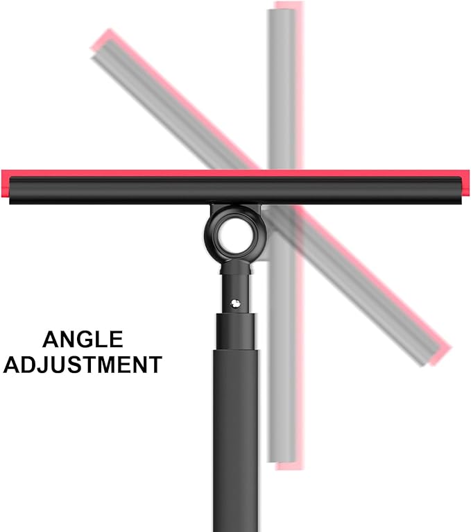 Shower Squeegee for Glass Doors, Window Squeegee for Home,Squeegee with Telescopic Extension Pole,Professional Window Cleaning Tool, Black, for Mirror, Glass, Ceramic Tile
