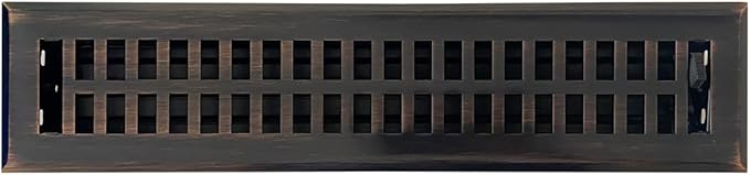 Empire Register Co, Decorative Air Vent Covers - 2x14 inch, Modern Contemporary Design, Oil Rubbed Bronze Finish, Heavy Duty Walkable Floor Register, Metal Damper Attached