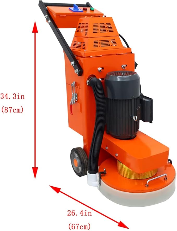 INTSUPERMAI Concrete Floor Polisher Hand-push Concrete Grinding Machine Cement Ground Grinder Floor Grinder Ground Polishing Machine for Restore New and Old Ground Vacuum Dust with Built-in Fan 220V