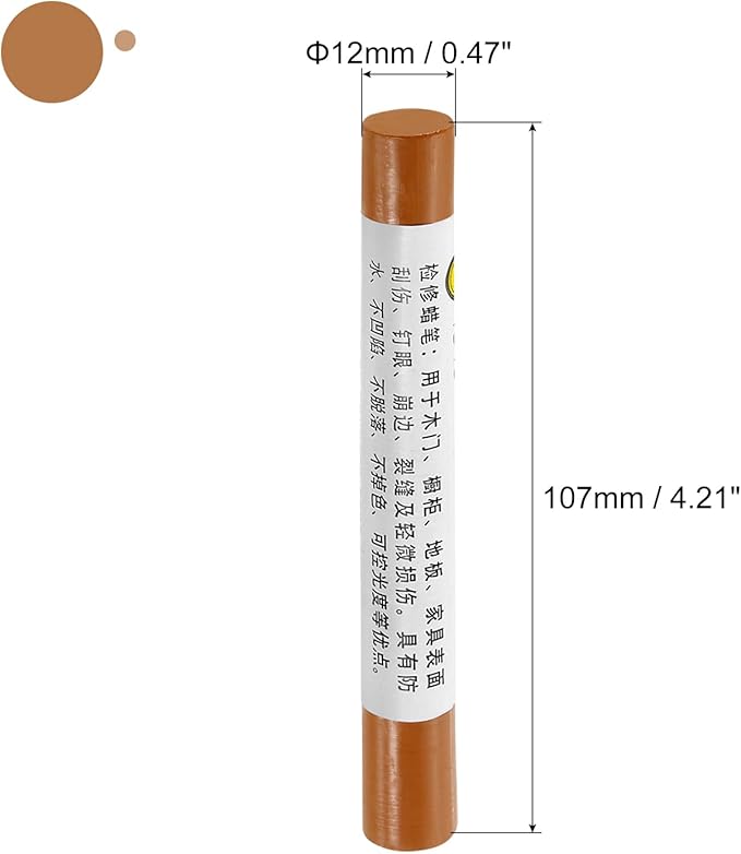 uxcell Furniture Repair Crayons, 3Pcs - Wood Wax Filler Stick, Furniture Markers Touch Up - for Scratches Holes Tables Desks Wooden Floors Cover Ups, Impression Brown