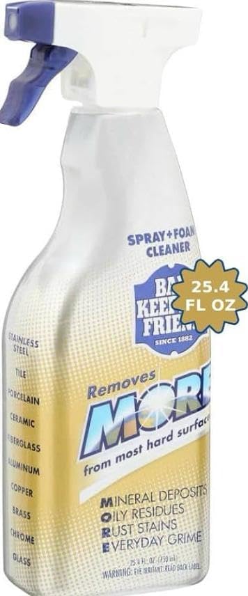 Bar-Keeper’s-Friend More Spray and Foam Cleaner, 25.4oz Hard Water Stain Remover + 2x Microfiber Towel - Cleans Dirt from Hard Surfaces