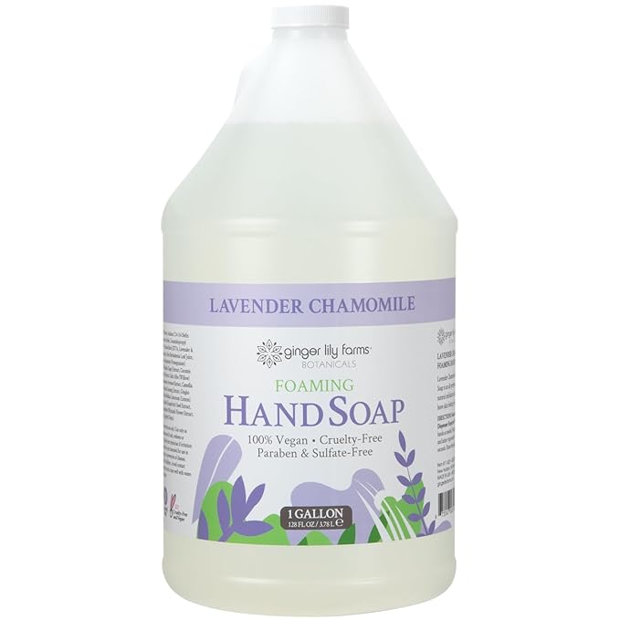 Ginger Lily Farms Botanicals All-Purpose Foaming Hand Soap Refill, 100% Vegan & Cruelty-Free, Lavender Chamomile Scent, 1 Gallon (Pack of 4)