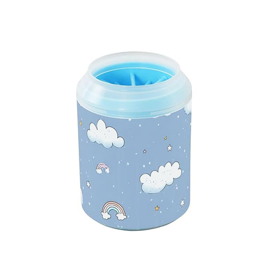 Dog Paw Cleaner Cups for Dogs Pet Foot Washer Paw Scrubber for Small Medium Large Dogs Cats Cleaning Cup Blue Clouds Tiny Stars