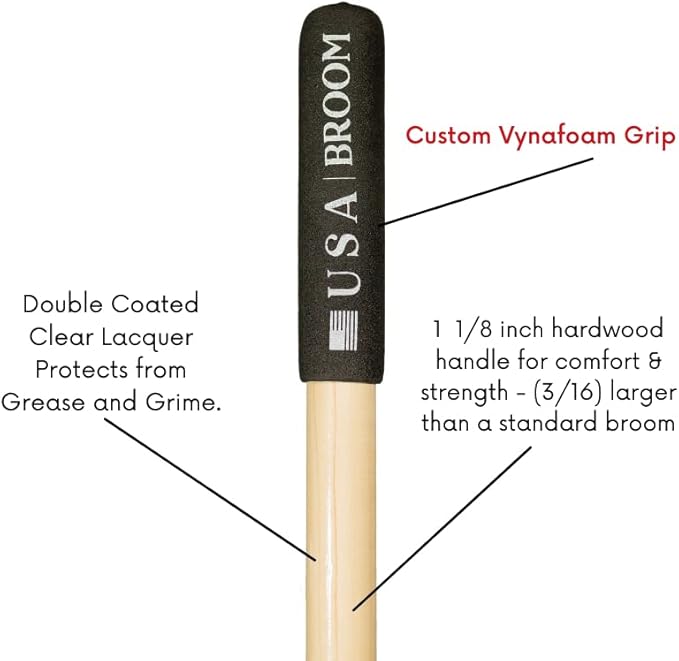 4-Pack - 24" Soft Sweep Indoor Push Broom with 60" Handle. Ideal for Epoxy & Polished Floors. Durable American Made Steel Brackets-Stainless Steel Hardware. No Plastic. 100% USA Made