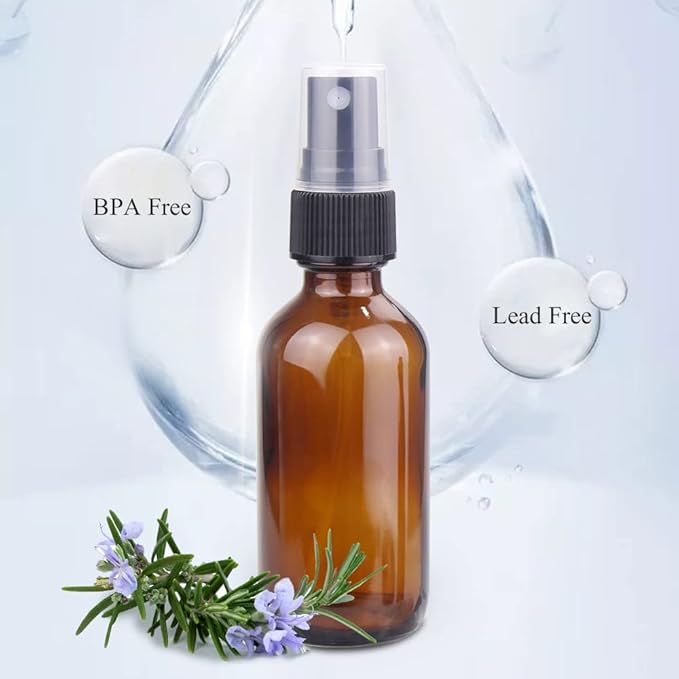 Wedama Spray Bottle, 2 oz Fine Mist Glass Spray Bottles, Little Refillable Liquid Containers for Watering Flowers Cleaning (16 Pack, Amber)