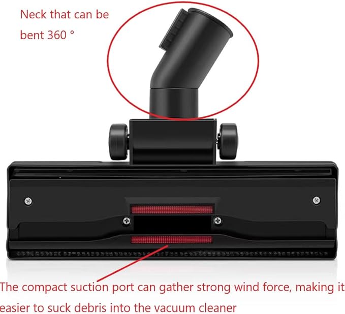 Vacuum Cleaner Floor Brush Tool 1.25" (32mm) Inner Diameter，for Hard Surface and Carpets Fits All, Black