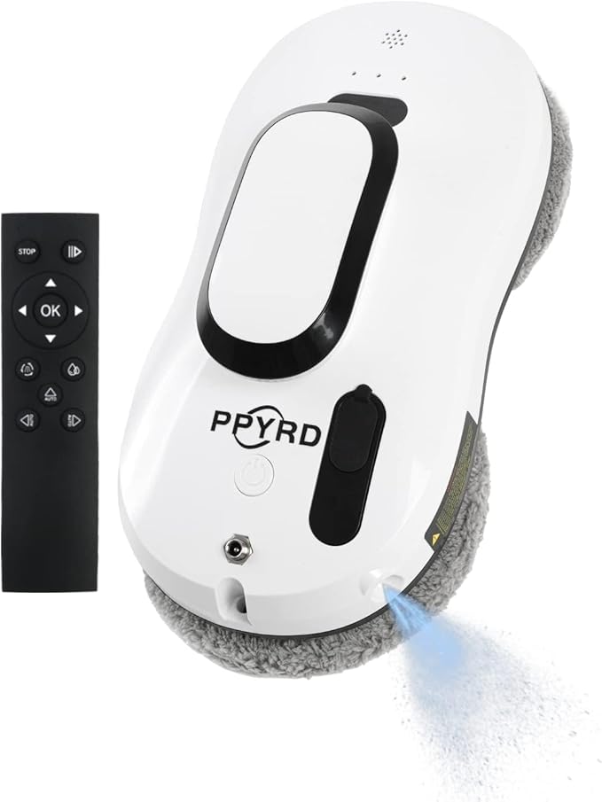 Window Cleaning Robot Vacuum with Ultrasonic Water Spray and Remote Control for Indoor Outdoor High Windows Glass, Tiles
