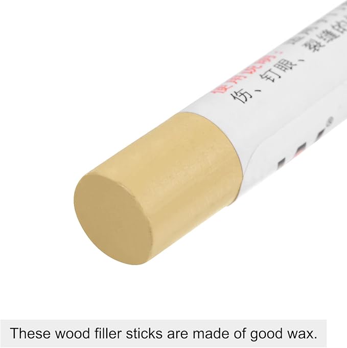 uxcell Wood Wax Filler Stick, Furniture Crayons Wooden Repair Wax Filler Stick Touch Up Wax Paint Pens for Scratches Holes Floor Laminate Tables Desks, Mineral Yellow