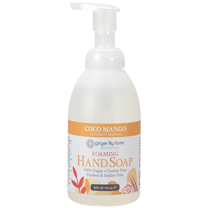 Ginger Lily Farms Botanicals All-Purpose Foaming Hand Soap Refill, Coco Mango, 100% Vegan & Cruelty-Free, Coconut Mango Scent, 20 Fl Oz (Pack of 1)