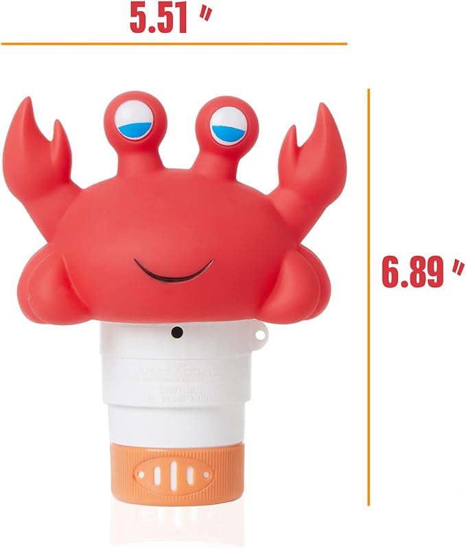 XY-WQ Crab Chlorine Floater for 1" Tab ONLY, Mini Floating Pool Chlorine Dispenser
