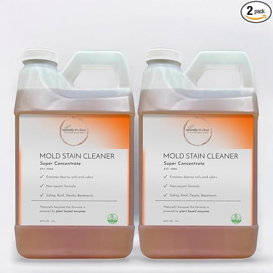 naturally it's clean Mold Stain Cleaner Concentrate | Super Concentrated Formula Makes up to 64 Gallons | 64oz Bottles, Pack of 2