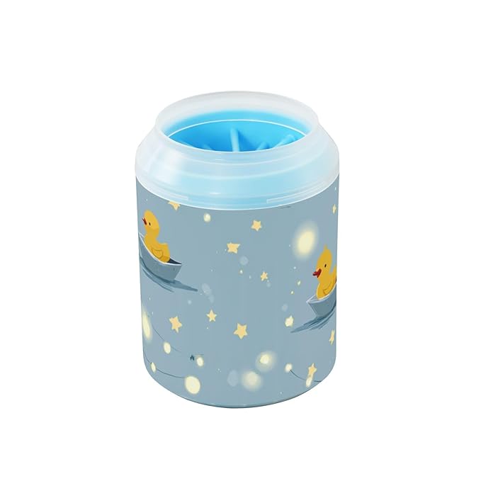 Dog Paw Cleaner Cups for Dogs Pet Foot Washer Paw Scrubber for Small Medium Large Dogs Cats Cleaning Cup Blue Yellow Ducks Boats Stars
