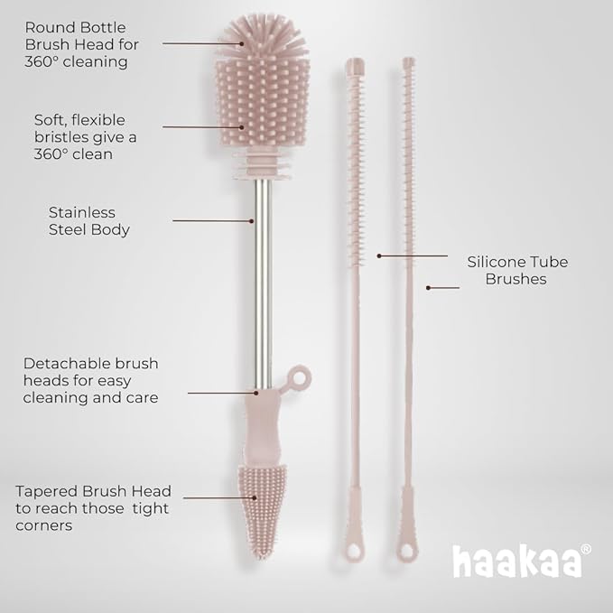 Haakaa Silicone Cleaning Brush – Household Cleaning Brushes for Bottles and Crevices – Food-Grade Silicone: Dishwasher Safe