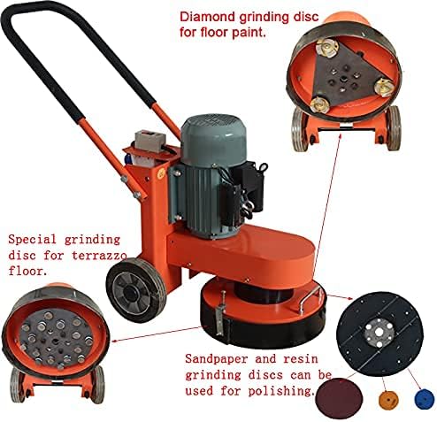 INTSUPERMAI Concrete Floor Polisher Hand-push Cement Ground Grinder Concrete Polishing Machine Floor for Concrete Epoxy Terrazzo Ground Floor Polishing Machine for Restore New and Old Ground 220V