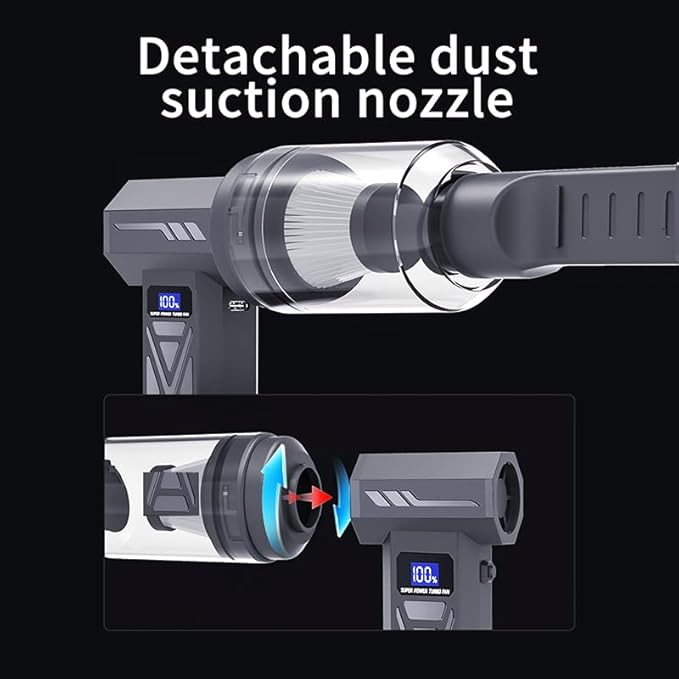 2-in-1 Air Duster and Vacuum Cleaner, 110000RPM Electric Blower with Screen Display and LED Lights, 4-Gear Adjustable Power,Dust Blower for Computer, Keyboard, House, Outdoor and Car