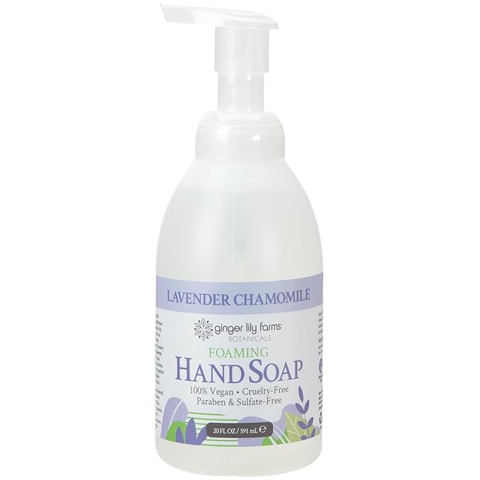 Ginger Lily Farms Botanicals All-Purpose Foaming Hand Soap Refill, 100% Vegan & Cruelty-Free, Lavender Chamomile Scent, 20 Fl Oz (Pack of 8)