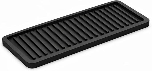 ZAPPOWARE Silicone Kitchen Sink Caddy Sponge Holder 11" x 4.33", Black - Bathroom Vanity Tray Organizer, Kitchen Soap Tray for Dish Scrubber, Soap Dispenser and Sponge
