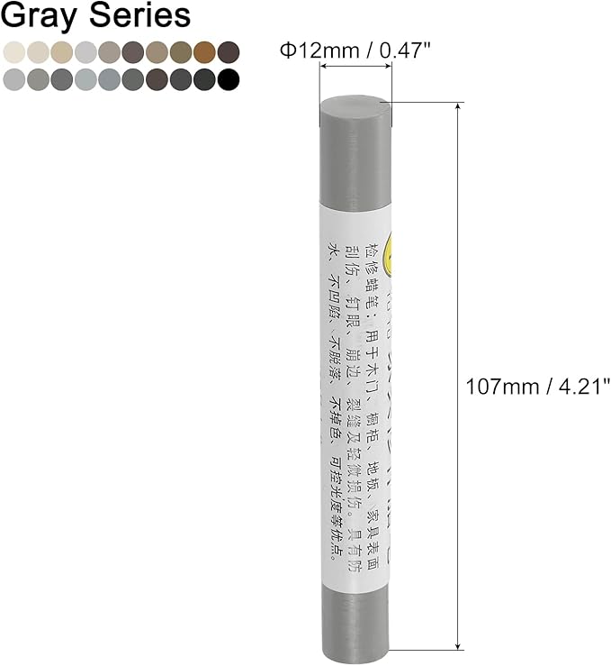uxcell Furniture Repair Wax Crayons Kit, 20Pcs - Wood Filler Stick, Touch Up Furniture Markers - for Scratches Holes Tables Desks Wooden Floor Laminate Covers, Gray Series
