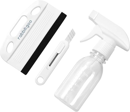 rabbitgoo Window Tint Kit, 3 Pcs Window Privacy Film Installation Tools Set, Includes Suede Squeegee, Utility Knife & 120ml Adjustable Spray Bottle for Car Tints, Privacy Film, Wallpaper Application