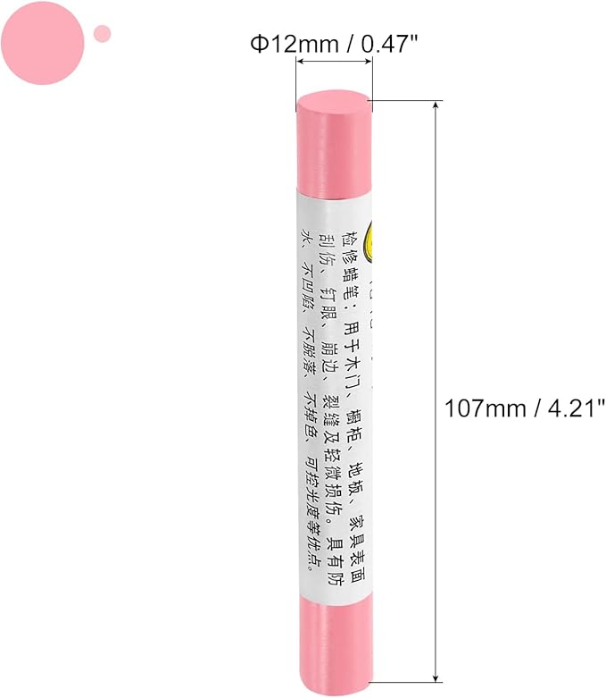 uxcell Furniture Repair Crayons, 3Pcs - Wood Wax Filler Stick, Furniture Markers Touch Up - for Scratches Holes Tables Desks Wooden Floors Cover Ups, Pink