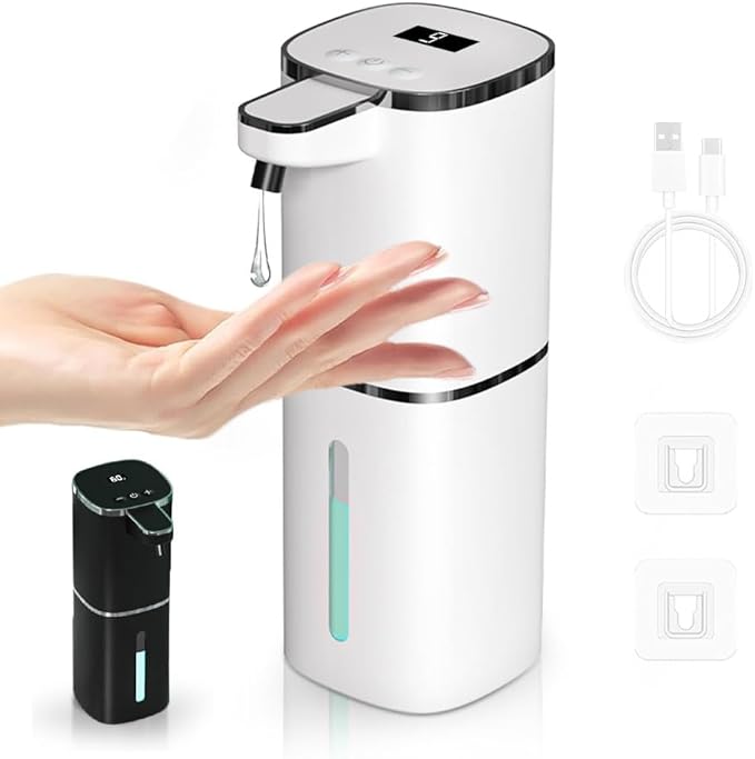 Automatic Liquid Soap Dispenser, 9 Adjustable Levels, 380ml/12.8oz, Auto Touchless Hand Soap or Dish Soap Dispenser,USB Rechargeable Dispenser,Wall Mount or Tabletop Use for Bathroom Kitchen